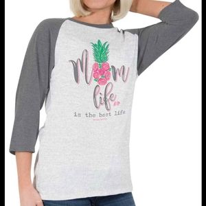 Simply Faithful Shirt Women M Mom Life Is The Best Life 3/4 Raglan Baseball‎